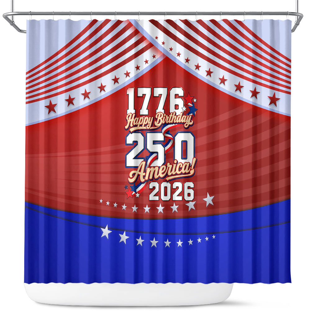 America Turns 250 I Turn 50 Shower Curtain Patriotic Eagle Flag Birthday Stars Stripes