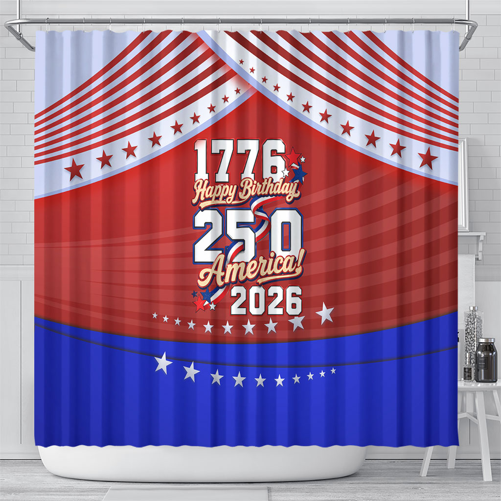 America Turns 250 I Turn 50 Shower Curtain Patriotic Eagle Flag Birthday Stars Stripes