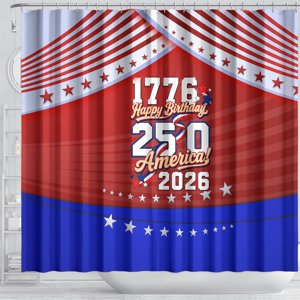 America Turns 250 I Turn 50 Shower Curtain Patriotic Eagle Flag Birthday Stars Stripes