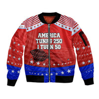 America Turns 250 I Turn 50 Sleeve Zip Bomber Jacket Patriotic Eagle Flag Birthday Stars Stripes