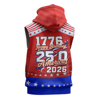 America Turns 250 I Turn 50 Sleeveless Hoodie Patriotic Eagle Flag Birthday Stars Stripes