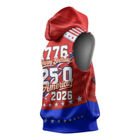America Turns 250 I Turn 50 Sleeveless Hoodie Patriotic Eagle Flag Birthday Stars Stripes