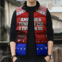 America Turns 250 I Turn 50 Sleeveless Puffer Jacket Patriotic Eagle Flag Birthday Stars Stripes