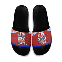 America Turns 250 I Turn 50 Slide Sandals Patriotic Eagle Flag Birthday Stars Stripes