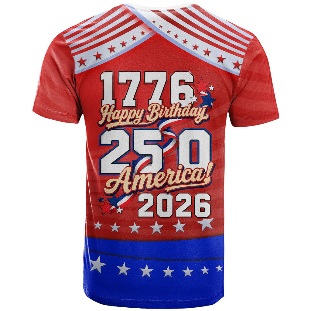 America Turns 250 I Turn 50 T Shirt Patriotic Eagle Flag Birthday Stars Stripes