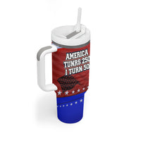 America Turns 250 I Turn 50 Tumbler With Handle Patriotic Eagle Flag Birthday Stars Stripes