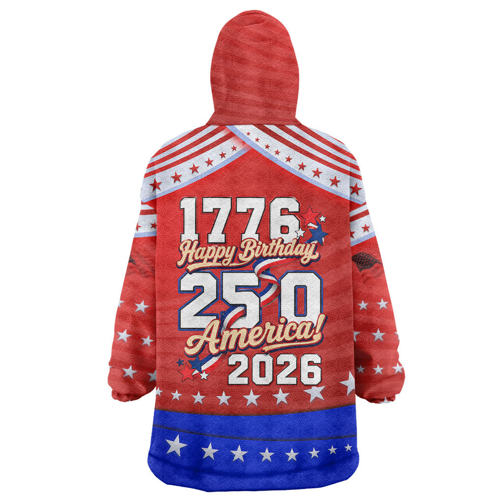 America Turns 250 I Turn 50 Wearable Blanket Hoodie Patriotic Eagle Flag Birthday Stars Stripes