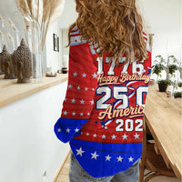 America Turns 250 I Turn 50 Women Casual Shirt Patriotic Eagle Flag Birthday Stars Stripes