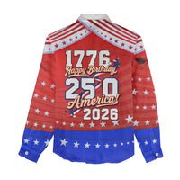 America Turns 250 I Turn 50 Women Casual Shirt Patriotic Eagle Flag Birthday Stars Stripes