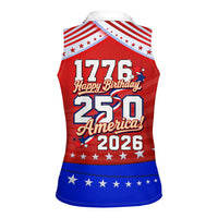 America Turns 250 I Turn 50 Women Sleeveless Polo Shirt Patriotic Eagle Flag Birthday Stars Stripes