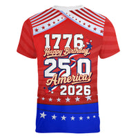 America Turns 250 I Turn 50 Women V-Neck T-Shirt Patriotic Eagle Flag Birthday Stars Stripes