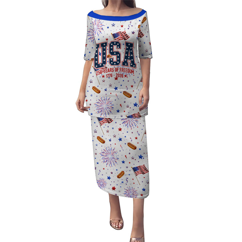 USA America Raccoon Hot Dog 250 Years Puletasi 4th of July 1776-2026 Patriotic Fireworks