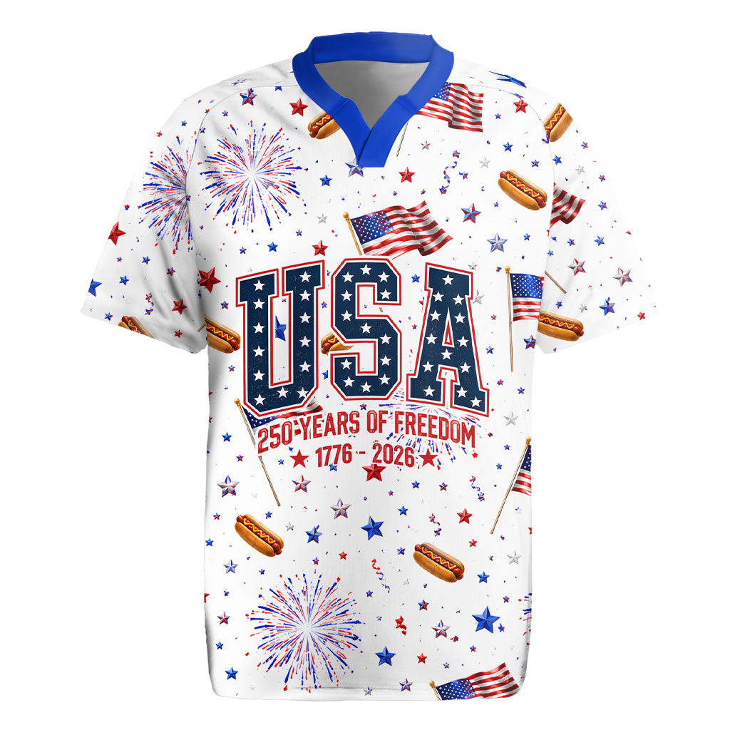 USA America Raccoon Hot Dog 250 Years Rugby Jersey 4th of July 1776-2026 Patriotic Fireworks