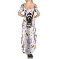 USA America Raccoon Hot Dog 250 Years Summer Maxi Dress 4th of July 1776-2026 Patriotic Fireworks