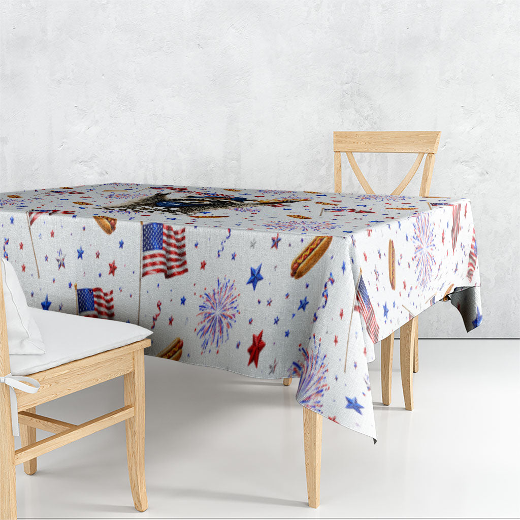 USA America Raccoon Hot Dog 250 Years Tablecloth 4th of July 1776-2026 Patriotic Fireworks
