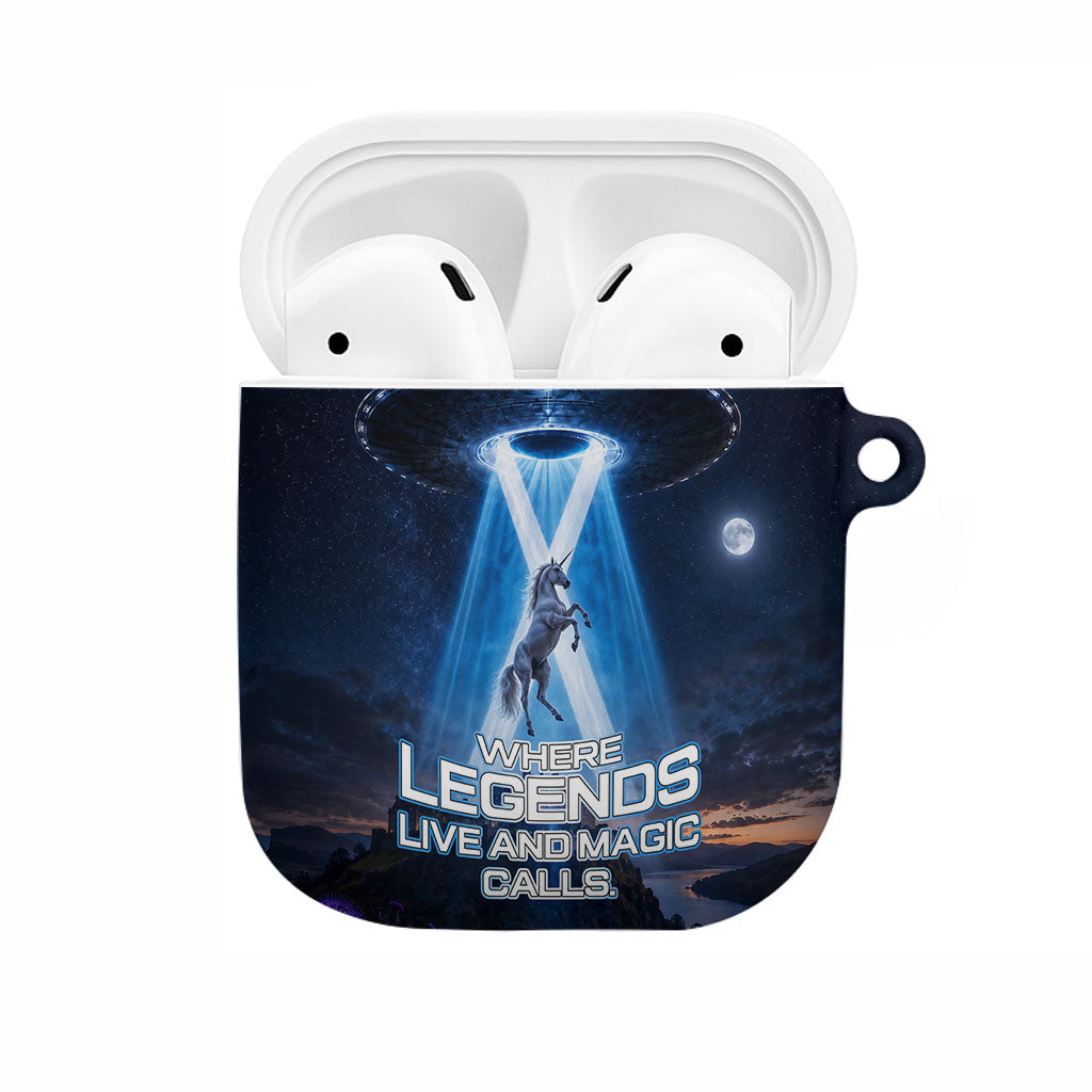 Scotland Kelpies And Unicorn UFO AirPods Case Sci-Fi Alien Abduction And Magic Legends