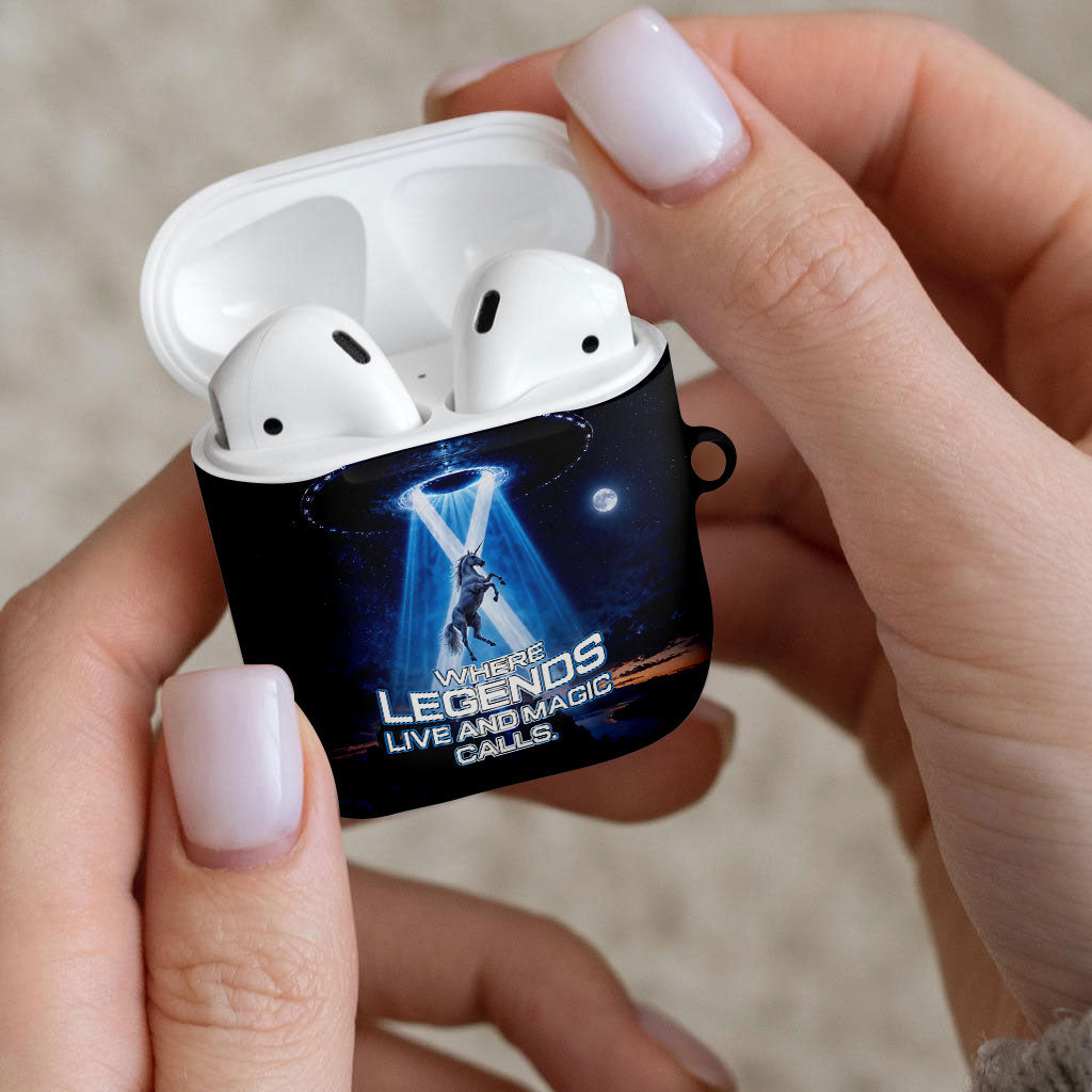 Scotland Kelpies And Unicorn UFO AirPods Case Sci-Fi Alien Abduction And Magic Legends