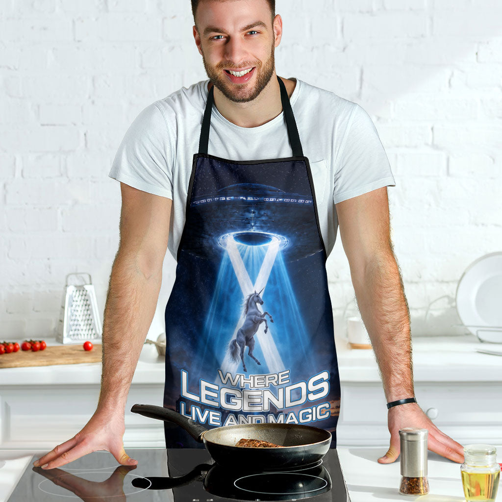 Scotland Kelpies And Unicorn UFO Apron Sci-Fi Alien Abduction And Magic Legends