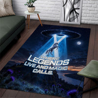 Scotland Kelpies And Unicorn UFO Area Rug Sci-Fi Alien Abduction And Magic Legends