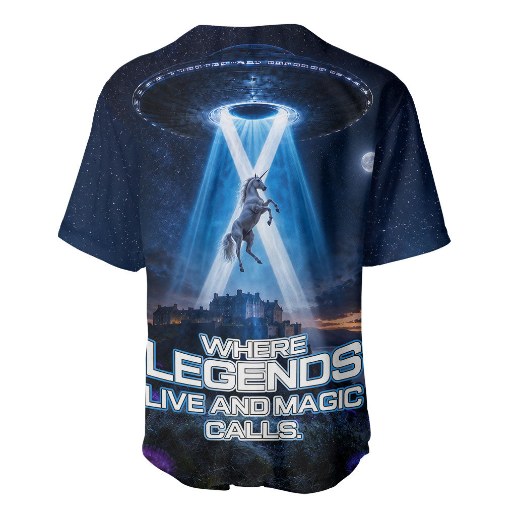 Scotland Kelpies And Unicorn UFO Baseball Jersey Sci-Fi Alien Abduction And Magic Legends
