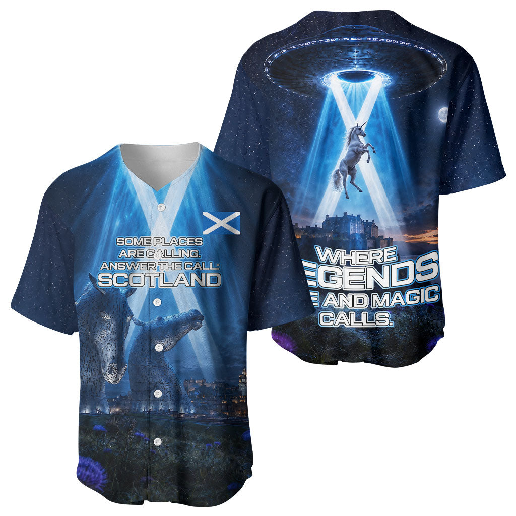 Scotland Kelpies And Unicorn UFO Baseball Jersey Sci-Fi Alien Abduction And Magic Legends