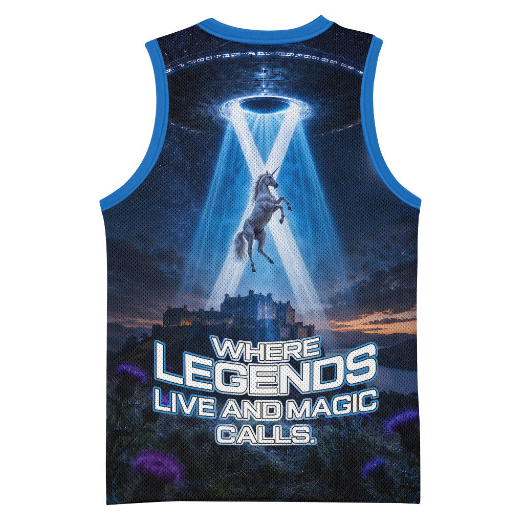 Scotland Kelpies And Unicorn UFO Basketball Jersey Sci-Fi Alien Abduction And Magic Legends