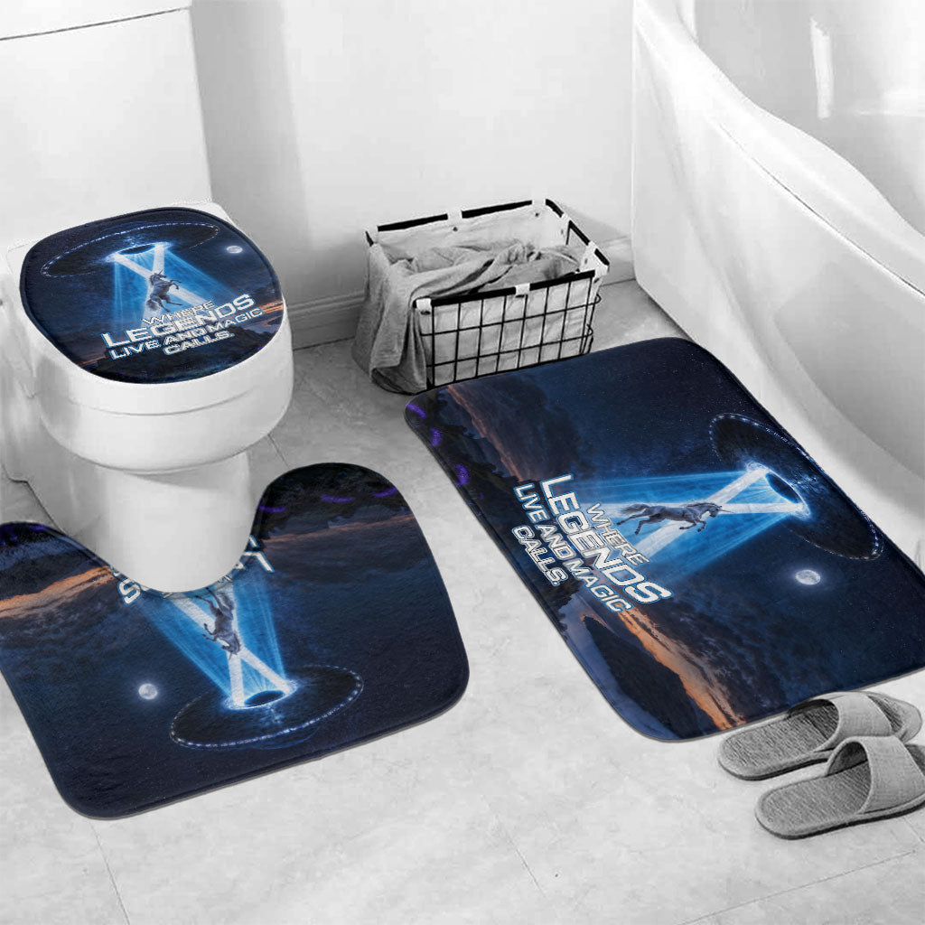 Scotland Kelpies And Unicorn UFO Bathroom Set Sci-Fi Alien Abduction And Magic Legends