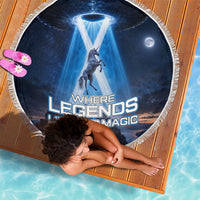 Scotland Kelpies And Unicorn UFO Beach Blanket Sci-Fi Alien Abduction And Magic Legends