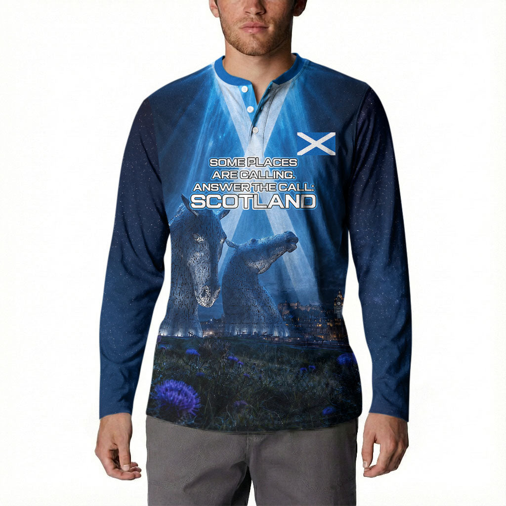 Scotland Kelpies And Unicorn UFO Button Sweatshirt Sci-Fi Alien Abduction And Magic Legends