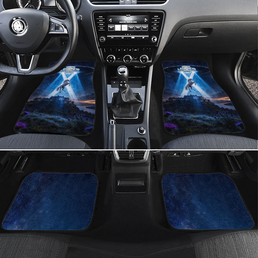 Scotland Kelpies And Unicorn UFO Car Mats Sci-Fi Alien Abduction And Magic Legends