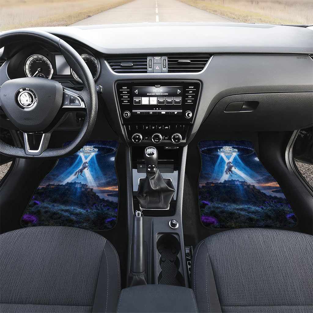 Scotland Kelpies And Unicorn UFO Car Mats Sci-Fi Alien Abduction And Magic Legends