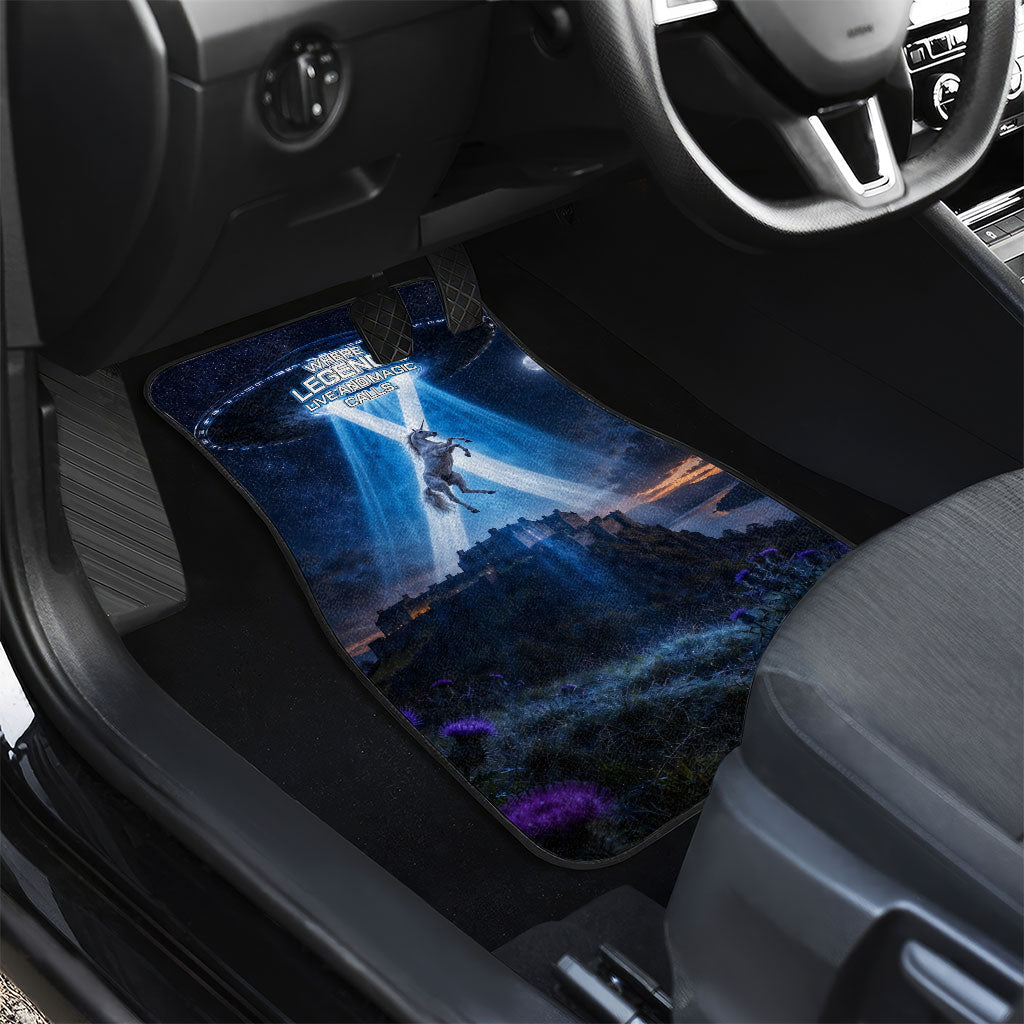 Scotland Kelpies And Unicorn UFO Car Mats Sci-Fi Alien Abduction And Magic Legends