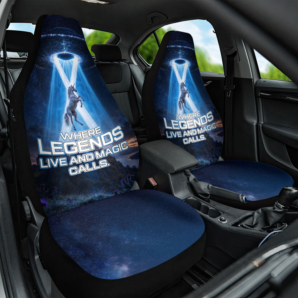 Scotland Kelpies And Unicorn UFO Car Seat Cover Sci-Fi Alien Abduction And Magic Legends