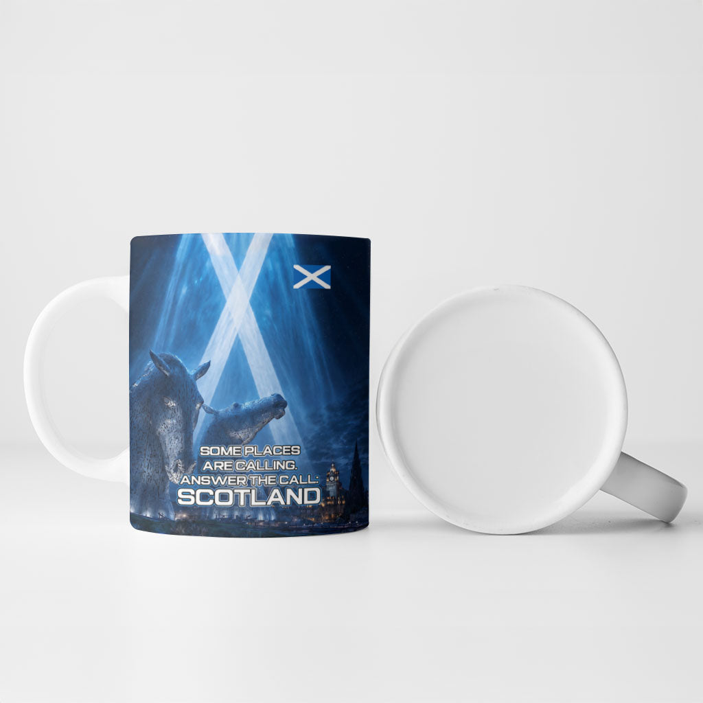 Scotland Kelpies And Unicorn UFO Ceramic Mug Sci-Fi Alien Abduction And Magic Legends
