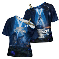Scotland Kelpies And Unicorn UFO Cross Shoulder Shirt Sci-Fi Alien Abduction And Magic Legends