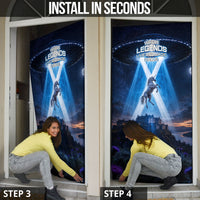 Scotland Kelpies And Unicorn UFO Door Cover Sci-Fi Alien Abduction And Magic Legends