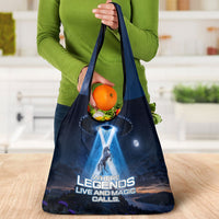 Scotland Kelpies And Unicorn UFO Grocery Bag Sci-Fi Alien Abduction And Magic Legends
