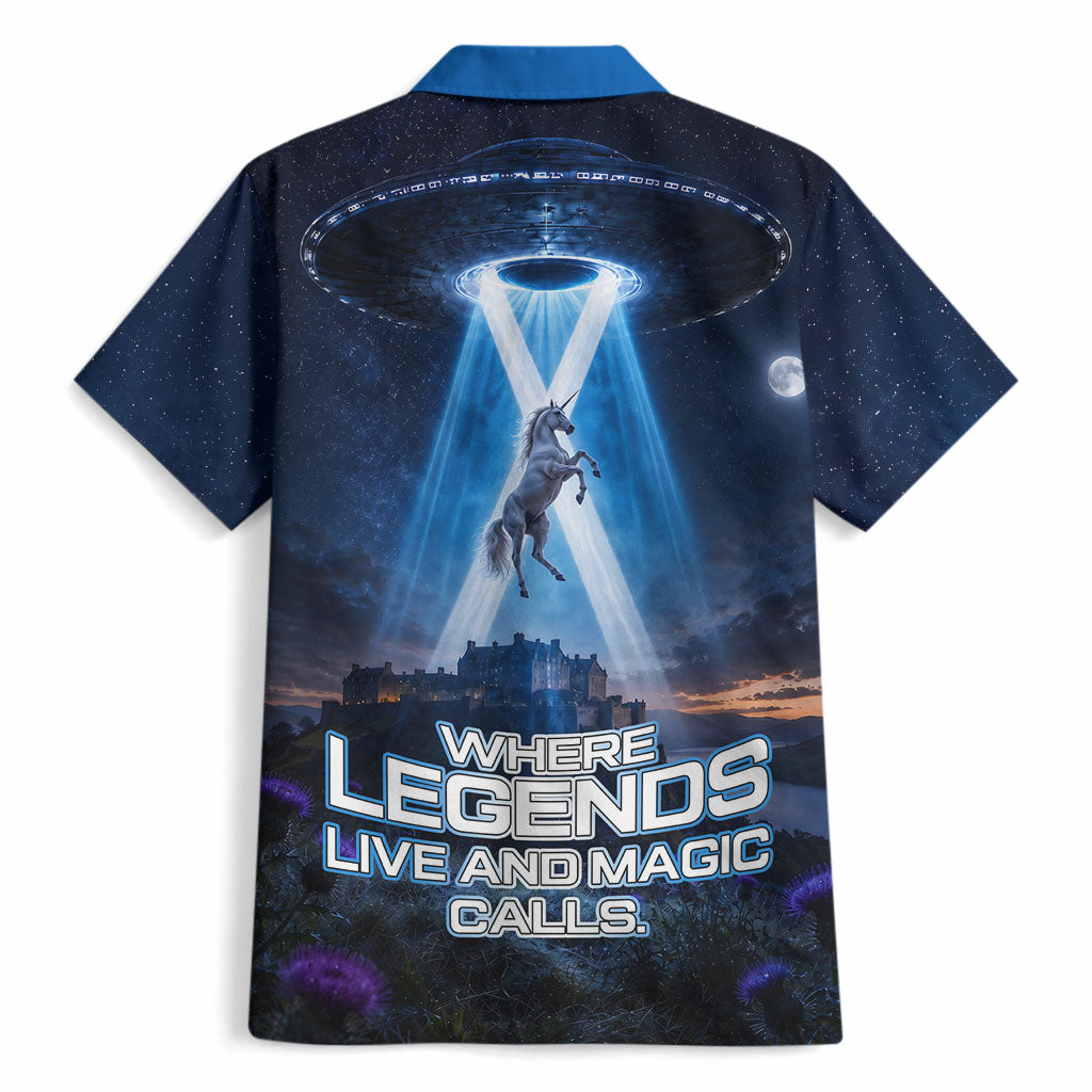 Scotland Kelpies And Unicorn UFO Hawaiian Shirt Sci-Fi Alien Abduction And Magic Legends