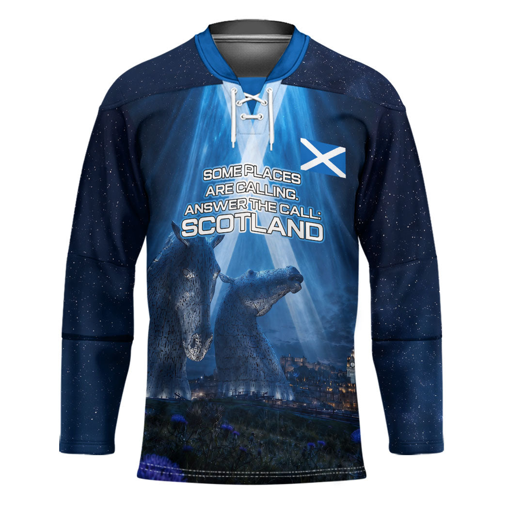 Scotland Kelpies And Unicorn UFO Hockey Jersey Sci-Fi Alien Abduction And Magic Legends