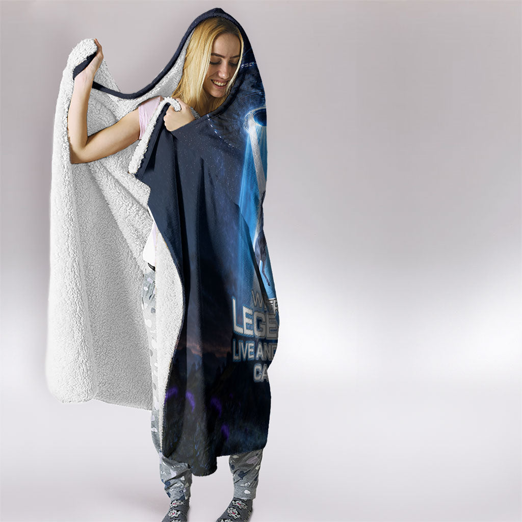 Scotland Kelpies And Unicorn UFO Hooded Blanket Sci-Fi Alien Abduction And Magic Legends