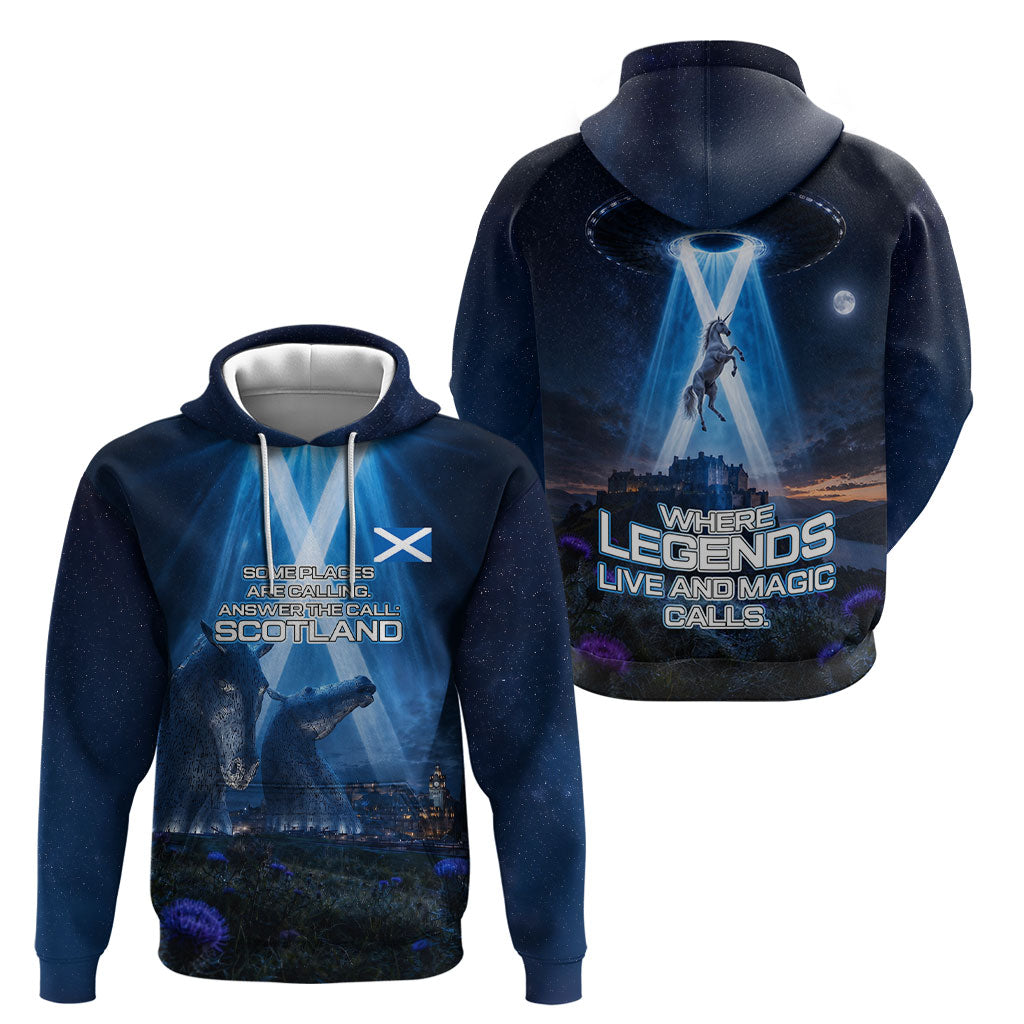 Scotland Kelpies And Unicorn UFO Hoodie Sci-Fi Alien Abduction And Magic Legends