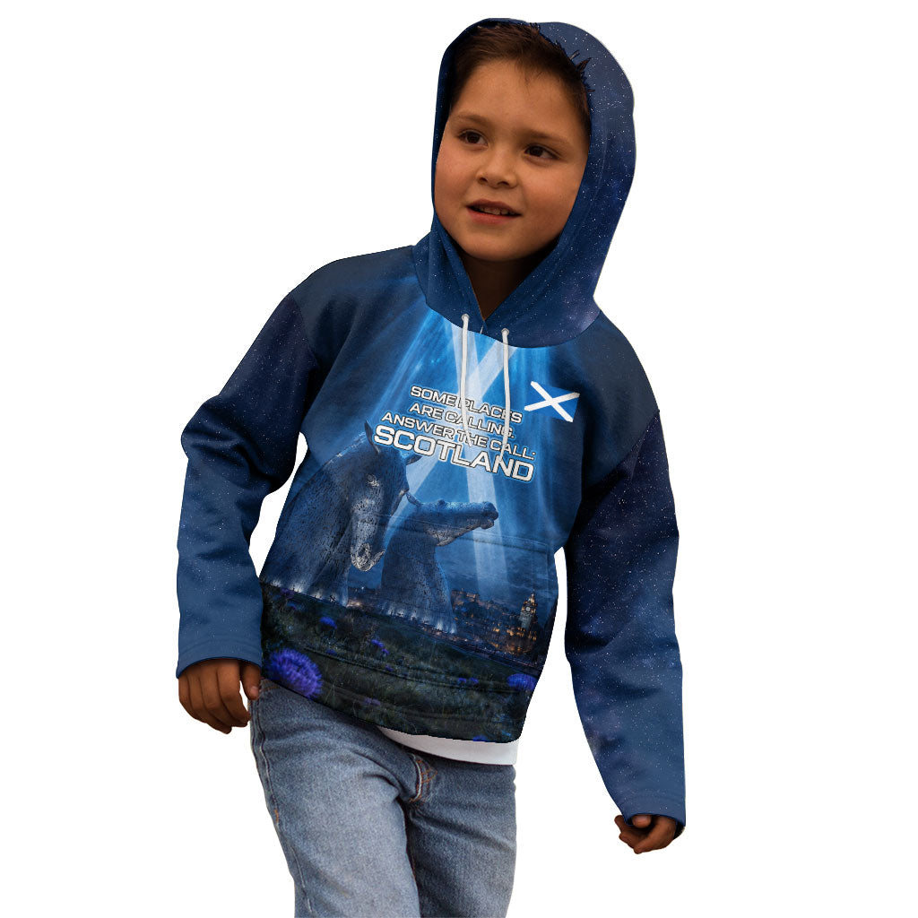 Scotland Kelpies And Unicorn UFO Kid Hoodie Sci-Fi Alien Abduction And Magic Legends