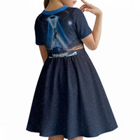 Scotland Kelpies And Unicorn UFO Kid Short Sleeve Dress Sci-Fi Alien Abduction And Magic Legends