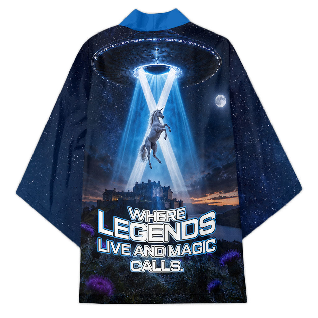 Scotland Kelpies And Unicorn UFO Kimono Sci-Fi Alien Abduction And Magic Legends