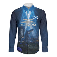 Scotland Kelpies And Unicorn UFO Long Sleeve Button Shirt Sci-Fi Alien Abduction And Magic Legends