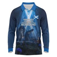 Scotland Kelpies And Unicorn UFO Long Sleeve Polo Shirt Sci-Fi Alien Abduction And Magic Legends