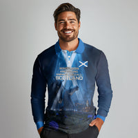 Scotland Kelpies And Unicorn UFO Long Sleeve Polo Shirt Sci-Fi Alien Abduction And Magic Legends