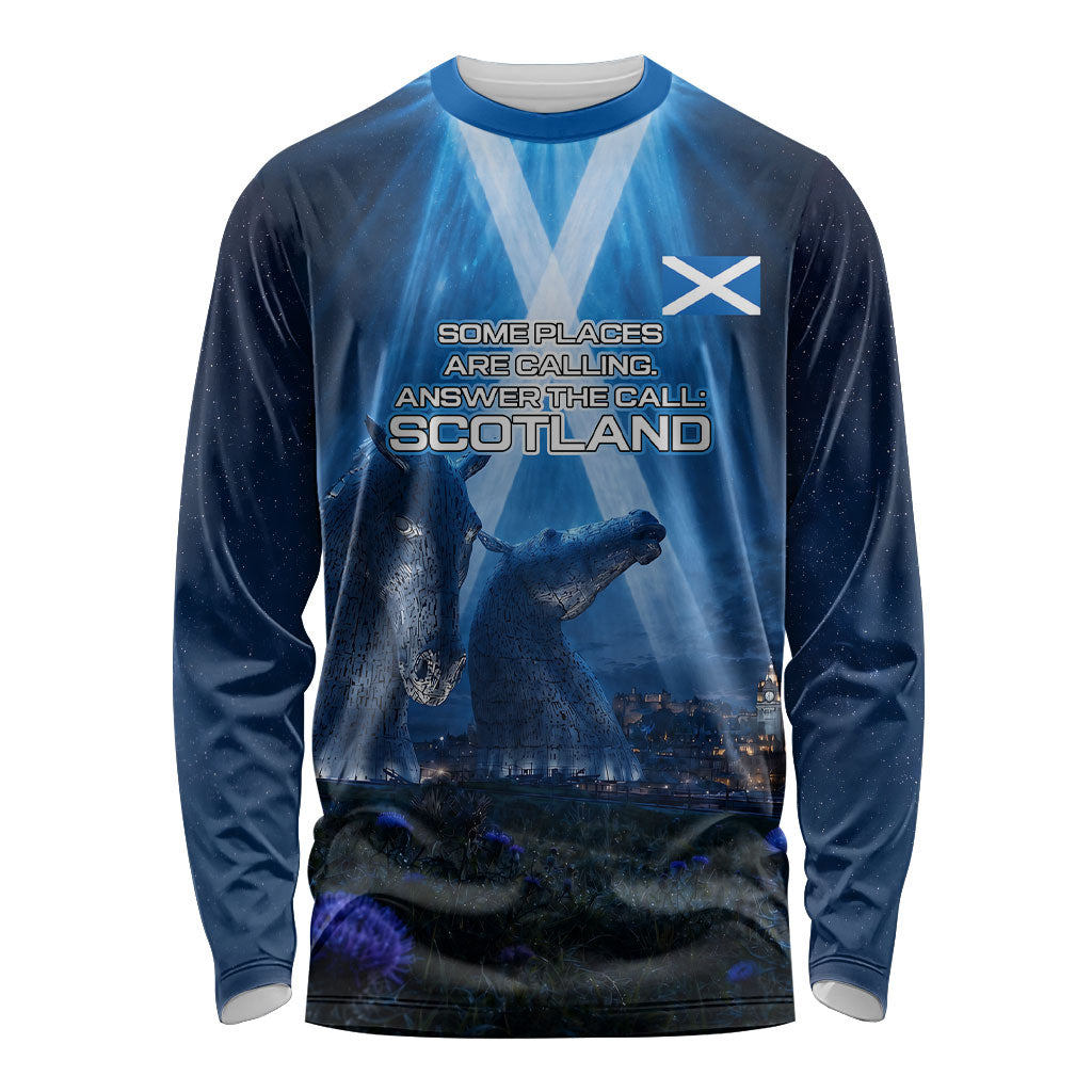 Scotland Kelpies And Unicorn UFO Long Sleeve Shirt Sci-Fi Alien Abduction And Magic Legends