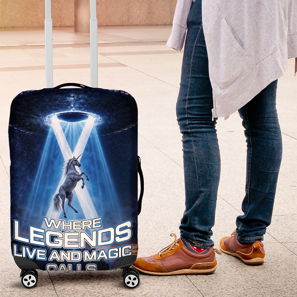 Scotland Kelpies And Unicorn UFO Luggage Cover Sci-Fi Alien Abduction And Magic Legends