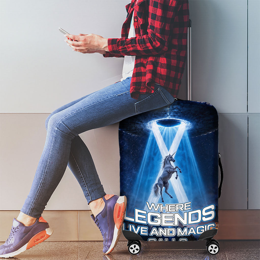 Scotland Kelpies And Unicorn UFO Luggage Cover Sci-Fi Alien Abduction And Magic Legends